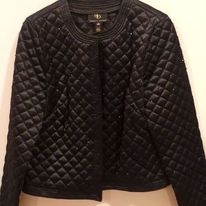**Holiday** jacket black sparkly satin size 10 by Sandra Darren